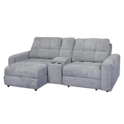 Power Modular Loveseat with Right-Side slider, Left-Side Chaise with Storage, and Console - 3 pcs