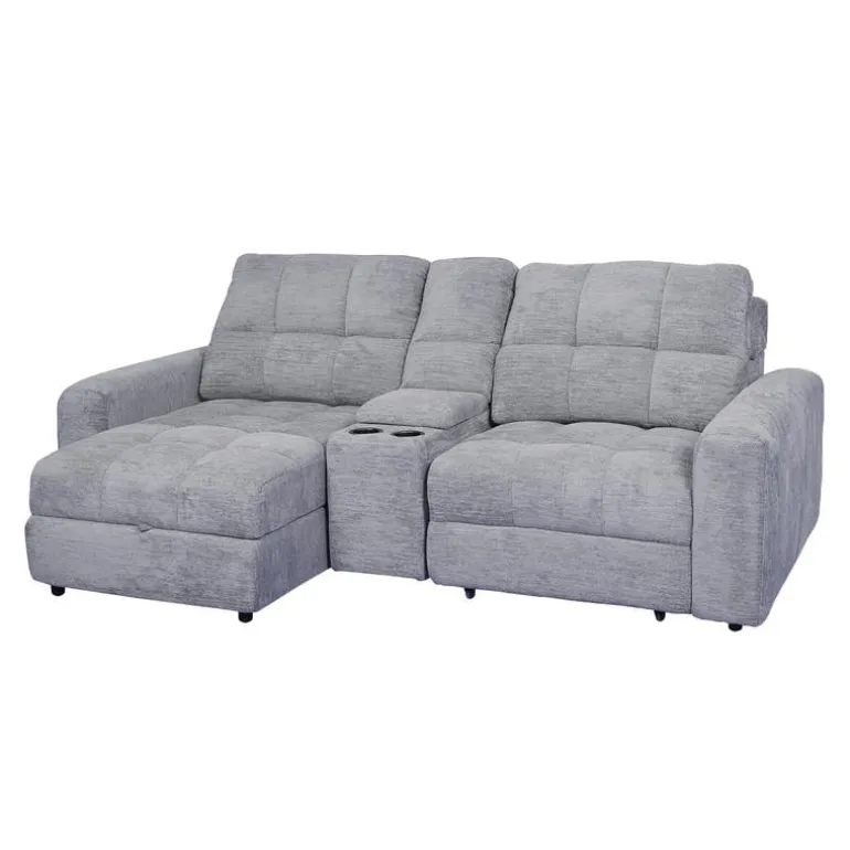 Power Modular Loveseat with Right-Side slider, Left-Side Chaise with Storage, and Console - 3 pcs