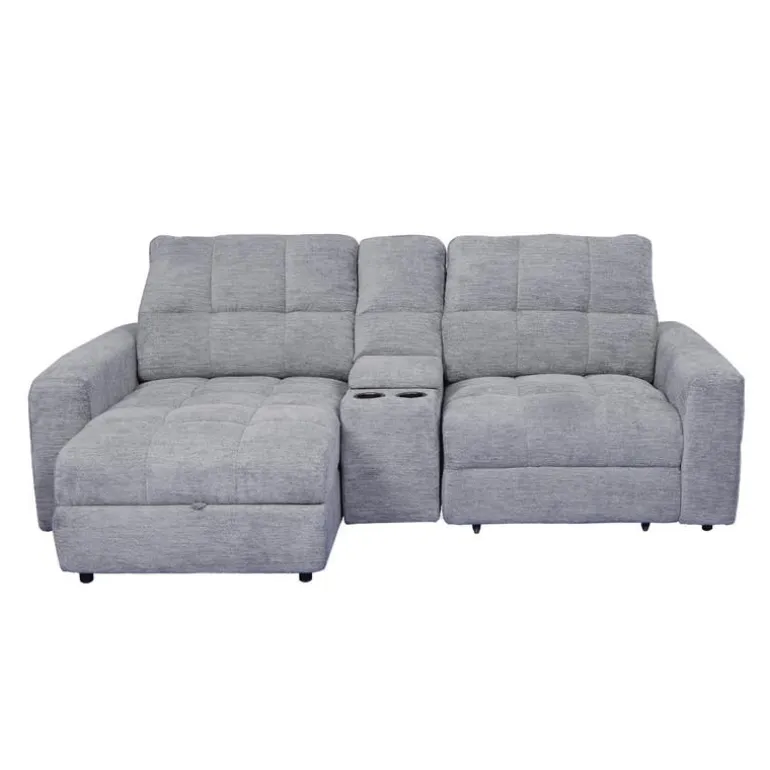 Power Modular Loveseat with Right-Side slider, Left-Side Chaise with Storage, and Console - 3 pcs