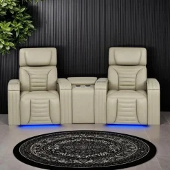 Power Modular Reclining Loveseat with Massage, Heat, and Angular Console - 3 pcs