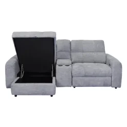 Power Modular Reclining Loveseat, Left-Side Chaise with Storage, and Console - 3 pcs