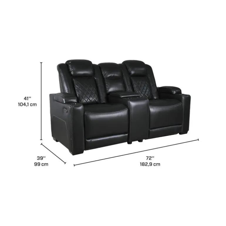 Power Modular Reclining Loveseat and Console with Cup Holders - 3 pcs