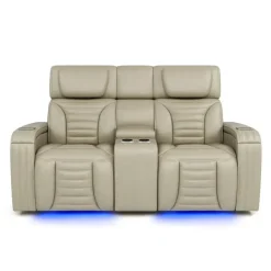 Power Modular Reclining Loveseat with Massage, Heat, and Console - 3 pcs