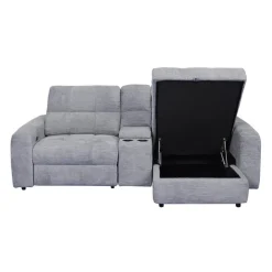 Power Modular Reclining Loveseat, Right-Side Chaise with Storage, and Console - 3 pcs