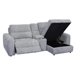 Power Modular Reclining Loveseat, Right-Side Chaise with Storage, and Console - 3 pcs