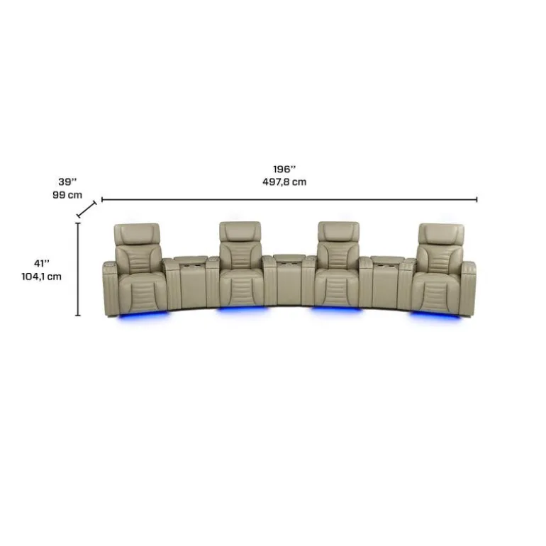 Power Modular Reclining Sofa with Massage, Heat, and Angular Consoles - 7 pcs