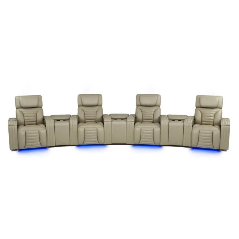 Power Modular Reclining Sofa with Massage, Heat, and Angular Consoles - 7 pcs