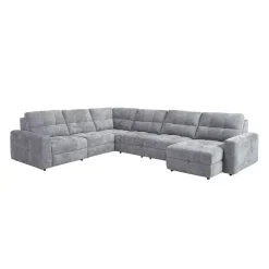 Power Modular Reclining Sectional with 2 Sliders and Right-Side Chaise with Storage - 6 pcs