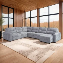 Power Modular Reclining Sectional with 2 Sliders and Right-Side Chaise with Storage - 6 pcs
