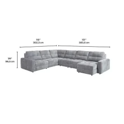 Power Modular Reclining Sectional with 2 Sliders and Right-Side Chaise with Storage - 6 pcs