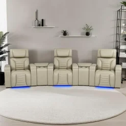 Power Modular Reclining Sofa with Massage, Heat, and Angular Consoles - 5 pcs