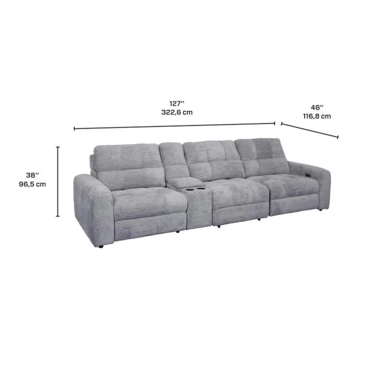 Power Modular Reclining Sofa and Console - 4 pcs