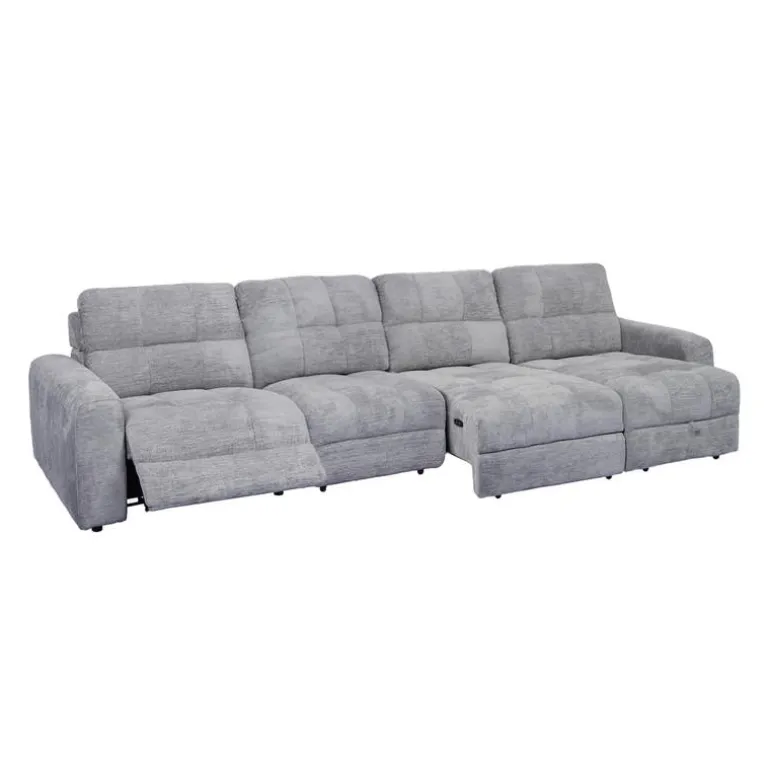 Power Modular Reclining Sectional with 1 Slider and Right-Side Chaise with Storage - 4 pcs