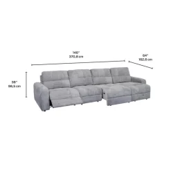 Power Modular Reclining Sectional with 1 Slider and Right-Side Chaise with Storage - 4 pcs