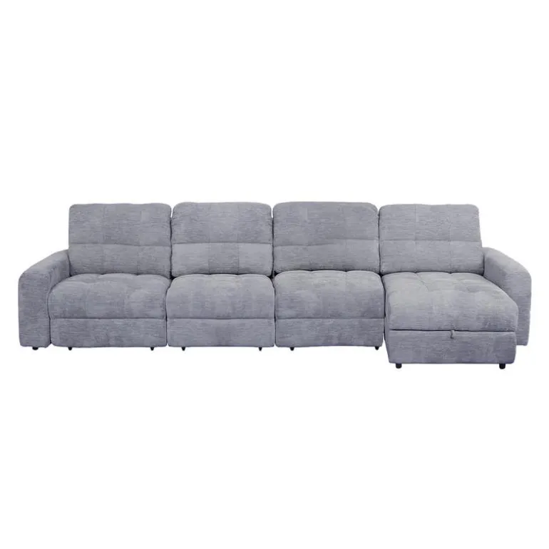 Power Modular Reclining Sectional with 1 Slider and Right-Side Chaise with Storage - 4 pcs