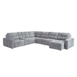 Power Modular Reclining Sectional with 2 Sliders, Right-Side Chaise with Storage, and Console - 7 pcs