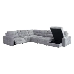 Power Modular Reclining Sectional with 2 Sliders, Right-Side Chaise with Storage, and Console - 7 pcs