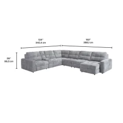 Power Modular Reclining Sectional with 2 Sliders, Right-Side Chaise with Storage, and Console - 7 pcs