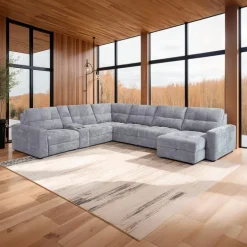 Power Modular Reclining Sectional with 2 Sliders, Right-Side Chaise with Storage, and Console - 7 pcs
