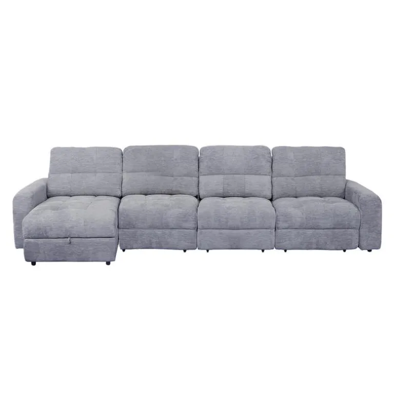Power Modular Reclining Sectional with 1 Slider and Left-Side Chaise with Storage - 4 pcs
