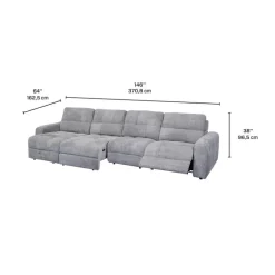 Power Modular Reclining Sectional with 1 Slider and Left-Side Chaise with Storage - 4 pcs