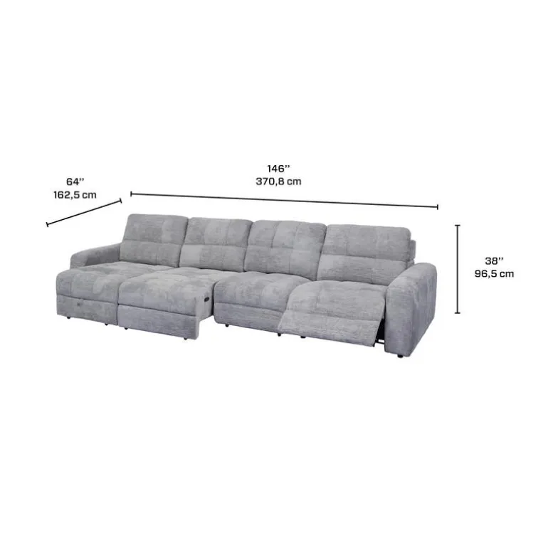 Power Modular Reclining Sectional with 1 Slider and Left-Side Chaise with Storage - 4 pcs