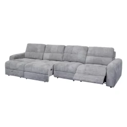 Power Modular Reclining Sectional with 1 Slider and Left-Side Chaise with Storage - 4 pcs