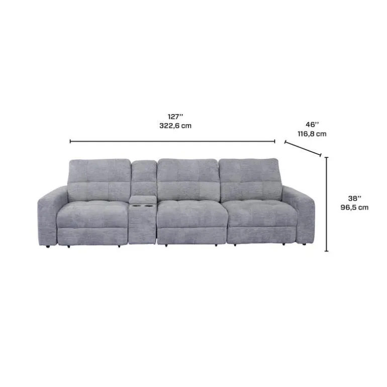 Power Modular Reclining Sofa with 1 Slider and Console - 4 pcs