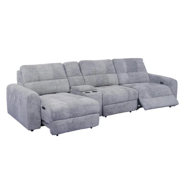 Power Modular Reclining Sofa with 1 Slider and Console - 4 pcs