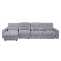 Power Modular Reclining Sectional with 2 Sliders and Left-Side Chaise with Storage - 4 pcs