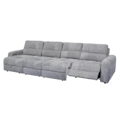 Power Modular Reclining Sectional with 2 Sliders and Left-Side Chaise with Storage - 4 pcs