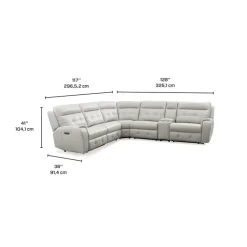 Power Modular Reclining Sectional with Console and Fold-Down Backrest - 6 pcs