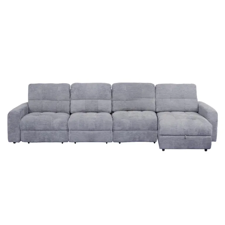 Power Modular Reclining Sectional with 2 Sliders and Right-Side Chaise with Storage - 4 pcs