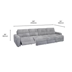 Power Modular Reclining Sectional with 2 Sliders and Right-Side Chaise with Storage - 4 pcs