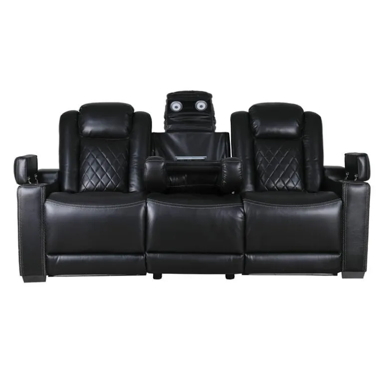 Power Modular Reclining Sofa and Drop-Down Backrest with Reading Lights - 3 pcs