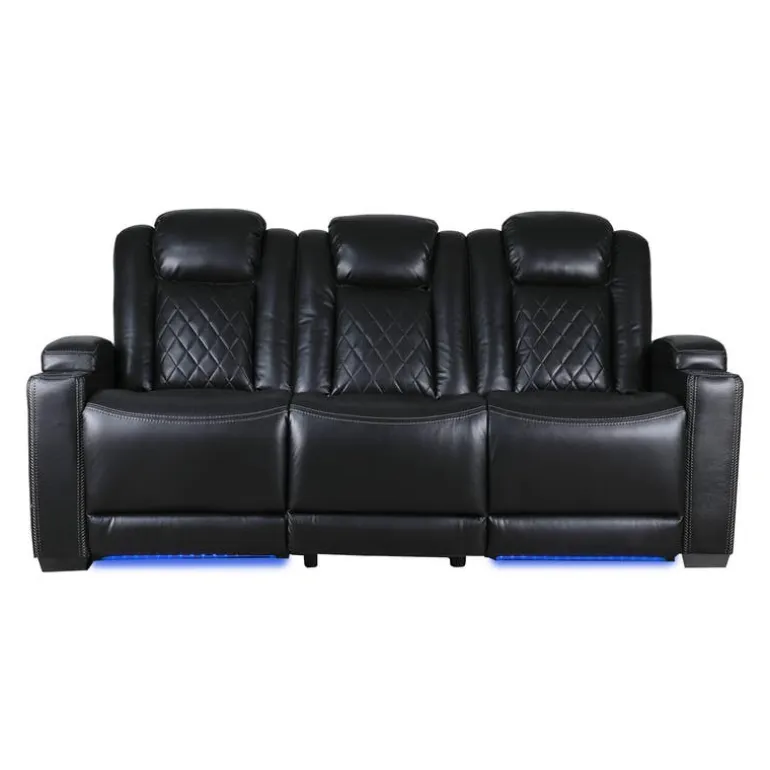 Power Modular Reclining Sofa and Drop-Down Backrest with Reading Lights - 3 pcs