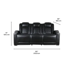 Power Modular Reclining Sofa and Drop-Down Backrest with Reading Lights - 3 pcs