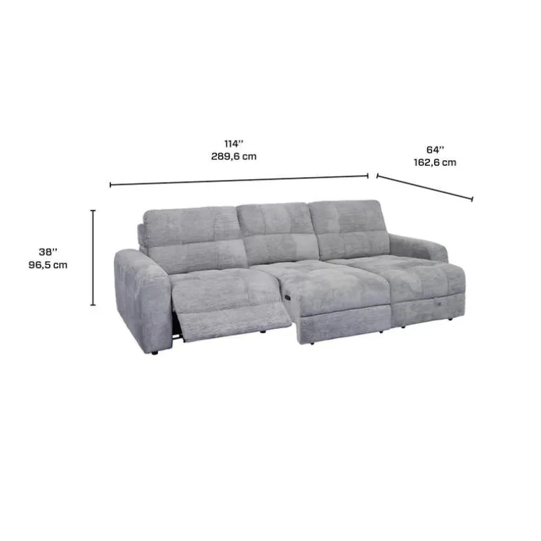 Power Modular Reclining Sofa with 1 Slider and Chaise - 3 pcs