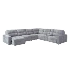 Power Modular Reclining Sectional with 2 Sliders, Left-Side Chaise with Storage, and Console - 7 pcs