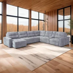 Power Modular Reclining Sectional with 2 Sliders, Left-Side Chaise with Storage, and Console - 7 pcs