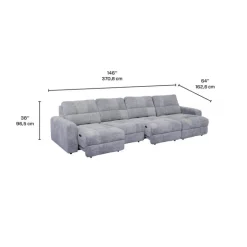 Power Modular Sectional with 2 Sliders and Right-Side Chaise with Storage - 4 pcs