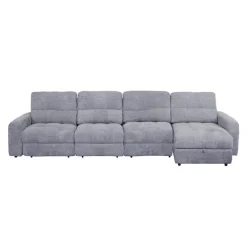 Power Modular Sectional with 2 Sliders and Right-Side Chaise with Storage - 4 pcs