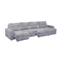 Power Modular Sectional with 2 Sliders and Right-Side Chaise with Storage - 4 pcs
