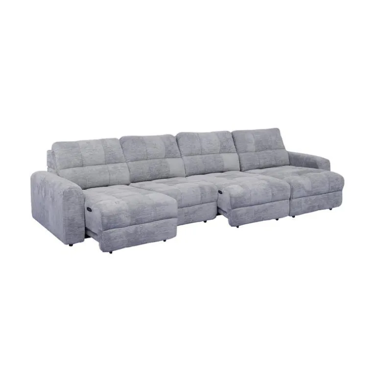 Power Modular Sectional with 2 Sliders and Right-Side Chaise with Storage - 4 pcs