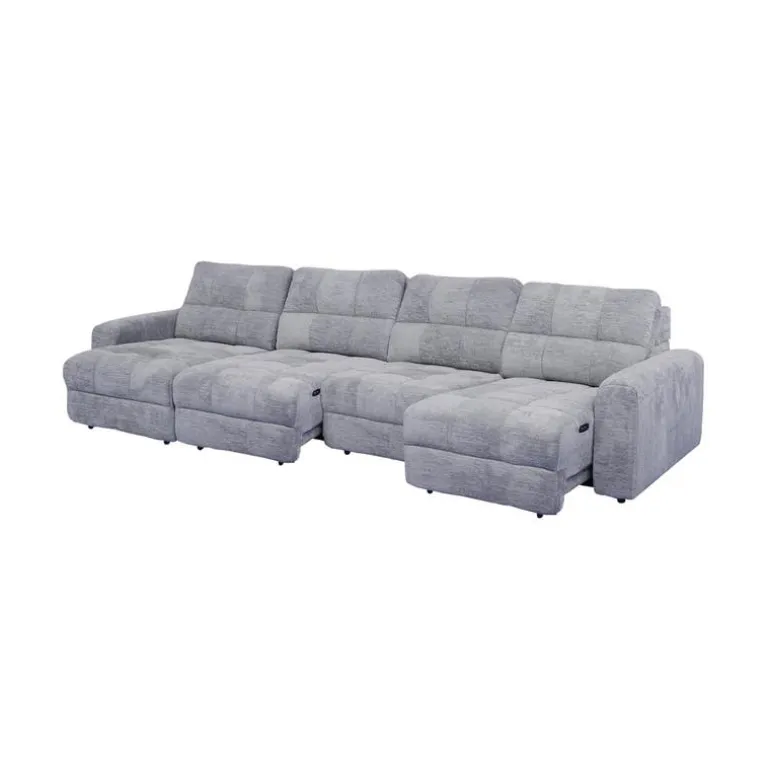 Power Modular Sectional with 2 Sliders and Left-Side Chaise with Storage - 4 pcs