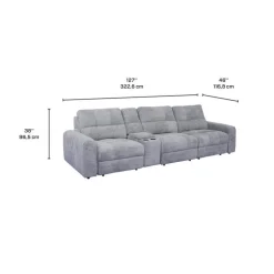 Power Modular Sofa with 2 Sliders and Console - 4 pcs
