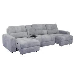 Power Modular Sofa with 2 Sliders and Console - 4 pcs