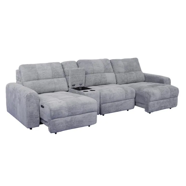 Power Modular Sofa with 2 Sliders and Console - 4 pcs