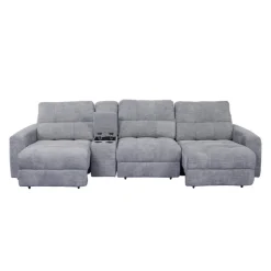 Power Modular Sofa with 2 Sliders and Console - 4 pcs