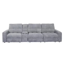 Power Modular Sofa with 2 Sliders and Console - 4 pcs
